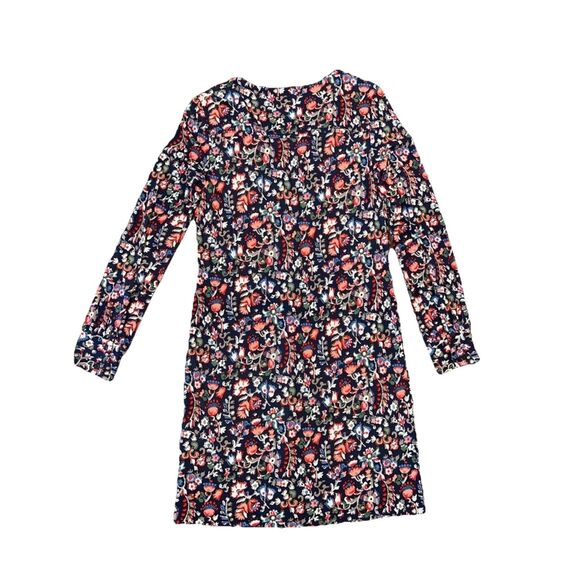Tory Burch Floral Folk Print Long Sleeve Dress V-Neck Keyhole Stretch Knit L - Picture 10 of 13